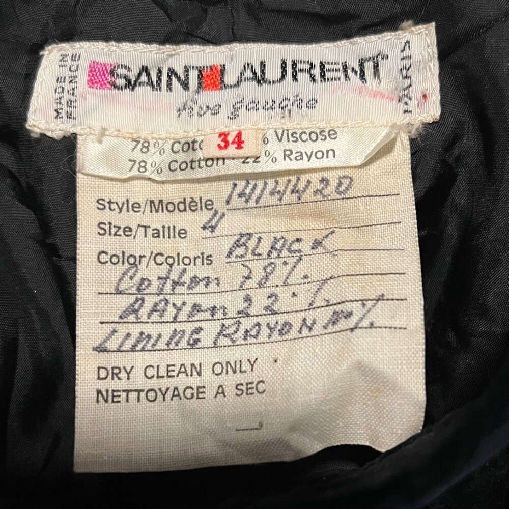 Vintage Saint Laurent Rive Gauche Black Velvet Skirt - Made in France, Couture